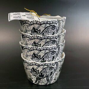 222 Fifth Wiccan Lace Appetizer / Dessert Small Bowls Set of 4 Halloween New
